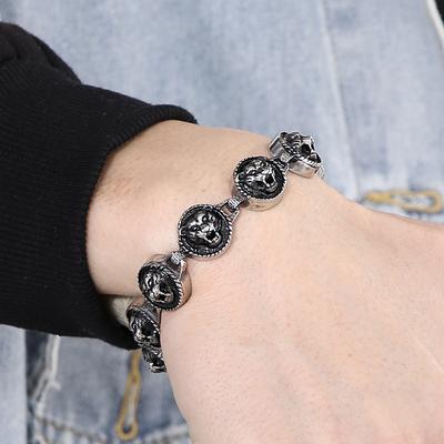16MM Wide Round Tiger Head Chain Bracelet for Men Stainless Steel Men's Charm Bracelets Jewelry