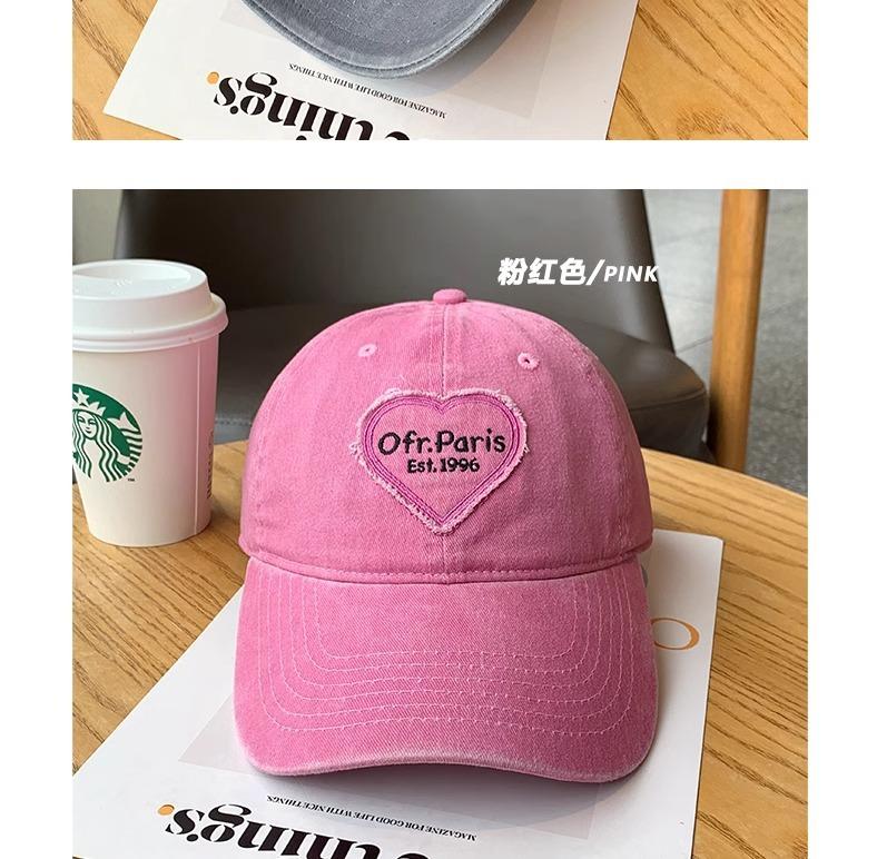 Spring and Summer Sweet and Cool Heart-shaped Pink Embroidered Baseball Cap Versatile Retro Washed Soft Top Duckbill Cap