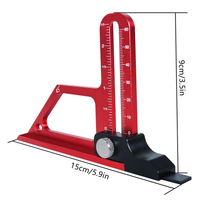 Adjustable Table Saw Depth Gauge Metric & Inch Scale Router Table Height Gauge Aluminum Alloy Measuring Gauge
