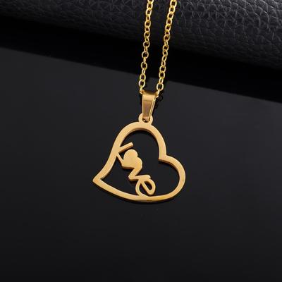 Fashion Hollow Out Popular Stainless Steel Necklace Everything Love Hollow Out Letter Romantic Holiday Party Gift Jewelry Pendan