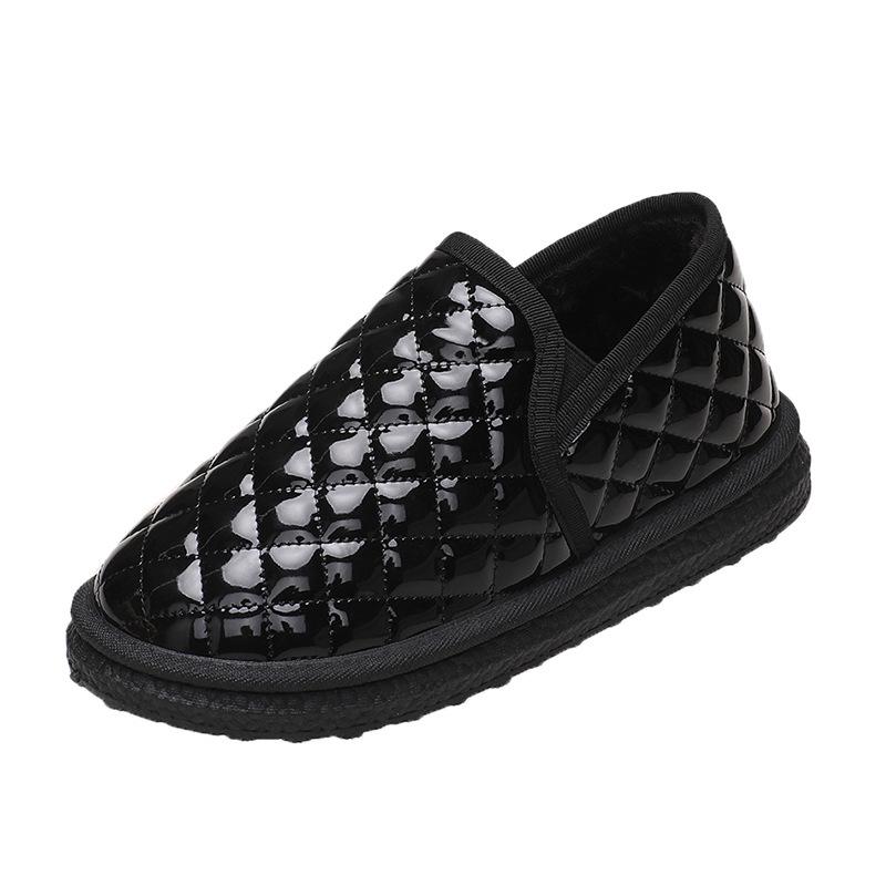 Низкие теплые хлопковые туфли осень и зима новые кожаные женские бархатные зимние ботинки ленивые на одной педали женщины 41 чёрный 3300₽