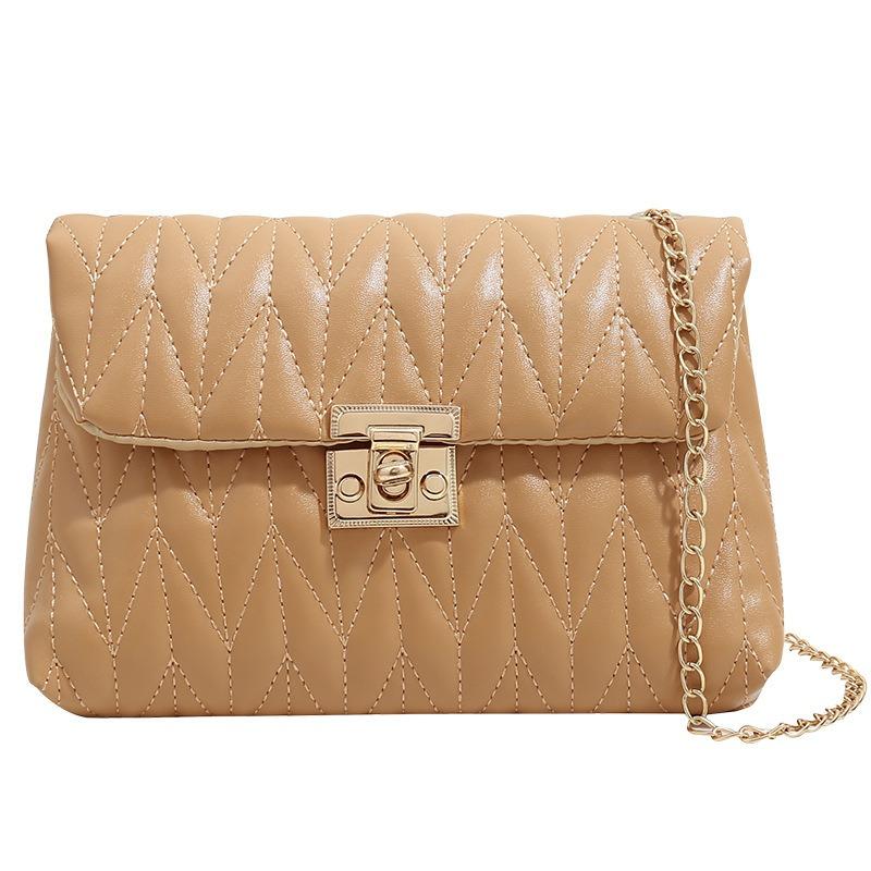 Fashion small bag New embroidery chain women's bag Small square bag One shoulder messenger bag Lock mobile phone bag