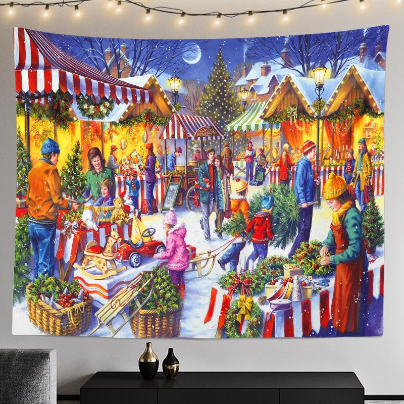 

Трансграничная скандинавская оптовая продажа, спальня, дом, камин, фоновая ткань, скандинавское Рождество, Санта-Клаус 100x75cm