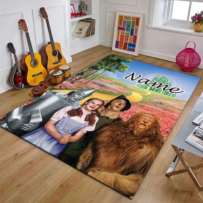 Custom The Wizard of Oz Mat Personalized Name, Polyester Washable Indoor Entryway Rug, Gift for Christmas, Easter, Thanksgiving Day
