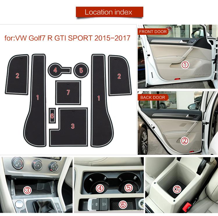 Anti-Slip Gate Slot Cup Mat for VW Golf 7 GTI R 2013 2014 2015 2016 2017 2018 2019 MK Door Groove Non-slip Pad Rubber Coaster