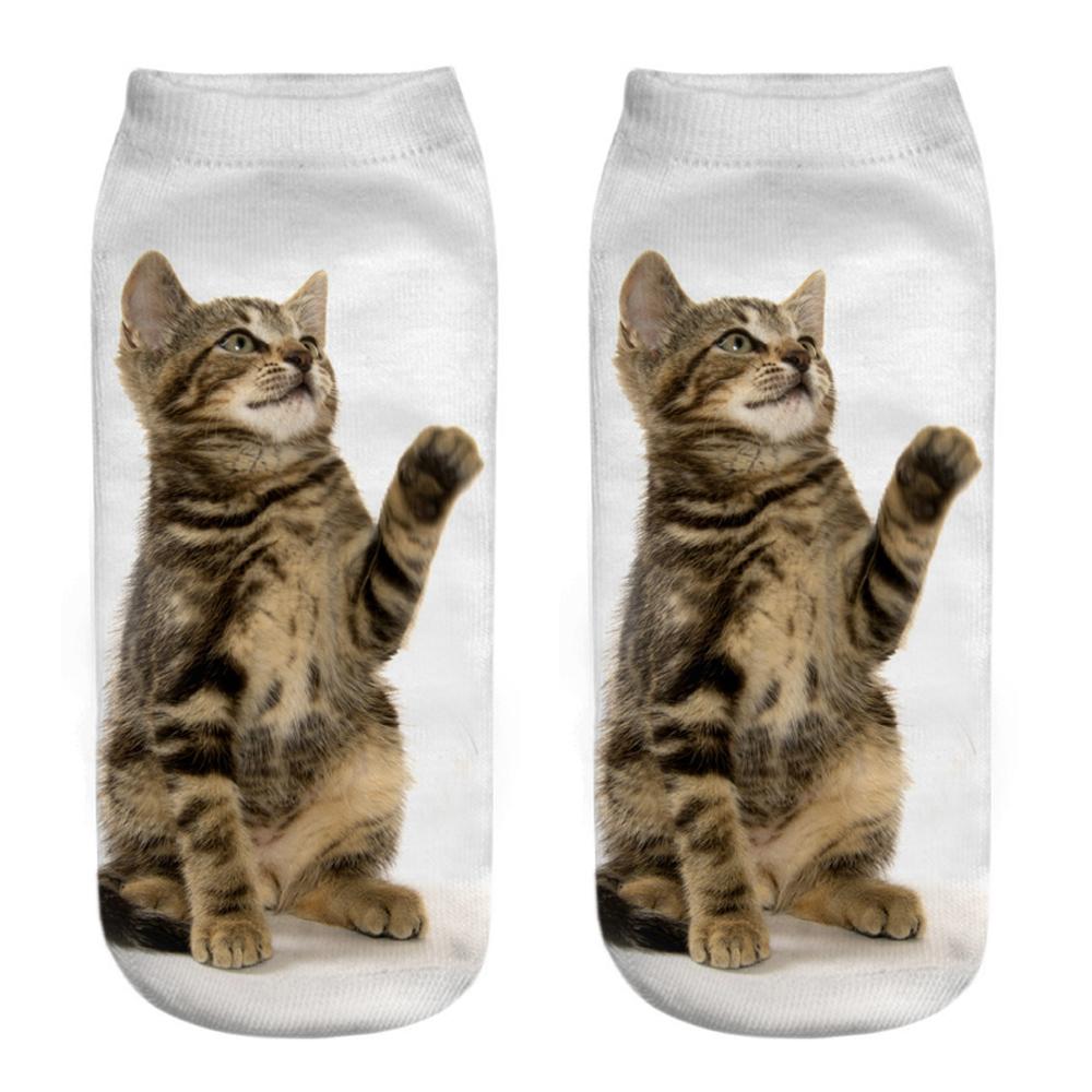 New  3D Print Funny Cute Cartoon Kitten Unisex Short Socks Creative Colorful Multiple Cat Happy Low Ankle Socks For Women