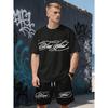 Summer New Men's Short-Sleeved Set with 3D Skull Pattern Print - Street Casual Fashion Comfortable and Soft