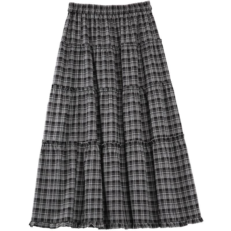 Betu Women's Retro Plaid A-Line Skirt