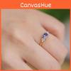 Oval Stylish Geometric Purple Zircon Ring For Women Perfect For Commuting And Casual Wear