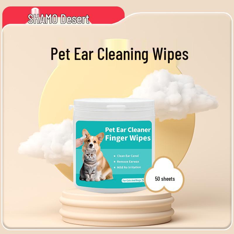 Pet Ear Cleaning Wipes & Finger Sleeves for Cats and Dogs - Ear Mite Removal and Care