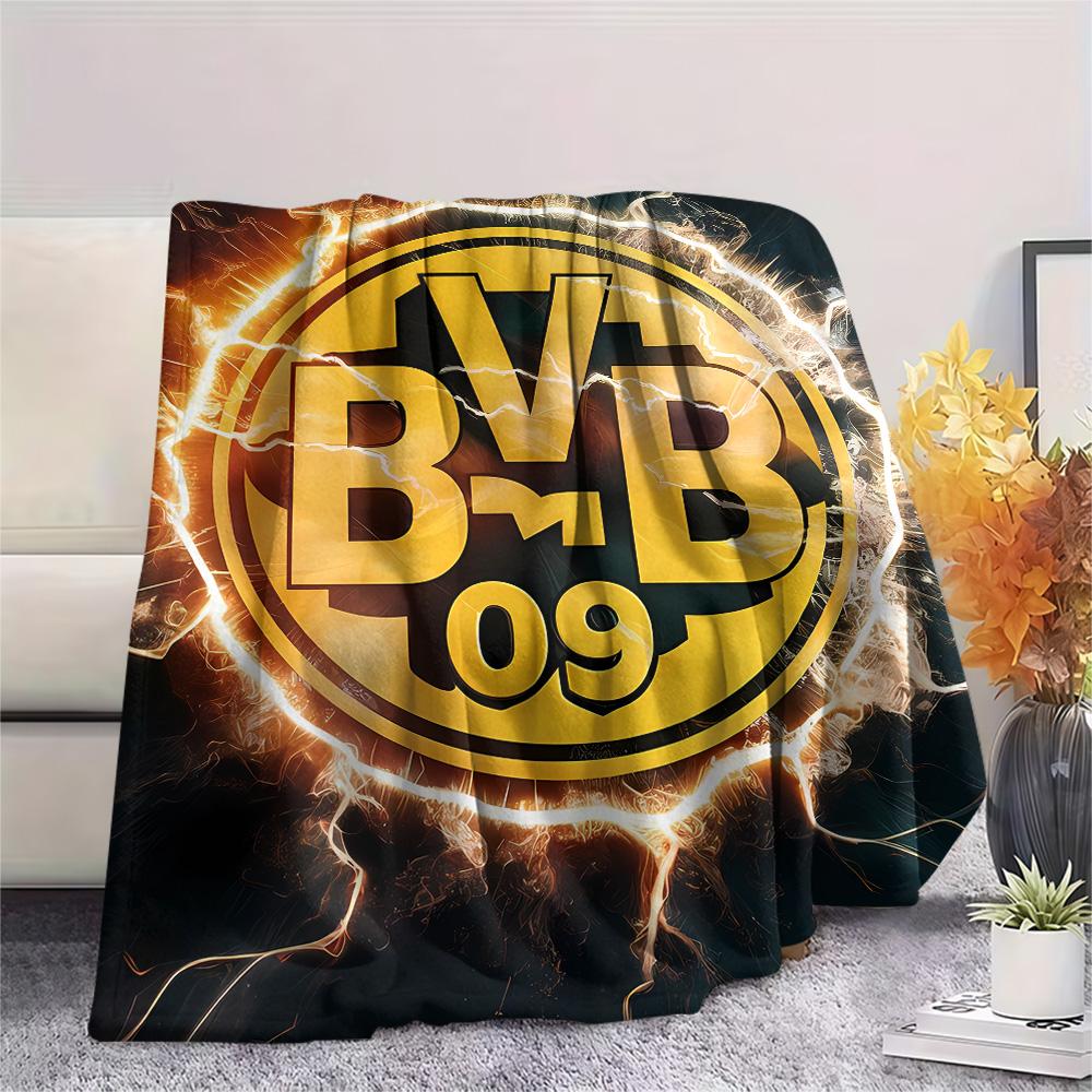 Borussia Dortmund Logo Print Flannel Blanket, High Quality Comfortable for All Seasons, Home Decor, Warmth and Comfort, Perfect for Christmas Gifts