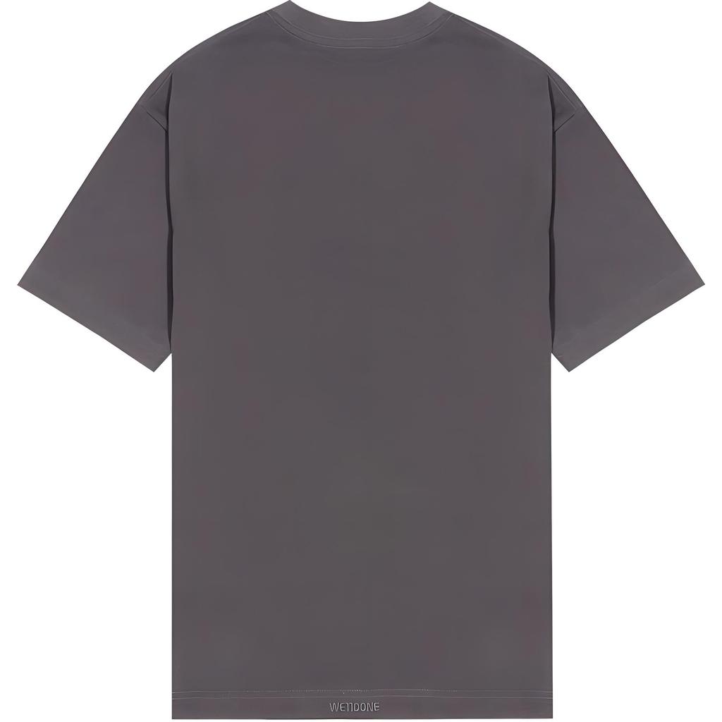 WE11DONE Minimalist Solid Color Beaded Short Sleeve T-Shirt Unisex Tops Charcoal-Gray WD-TT3-24-734-U-CH