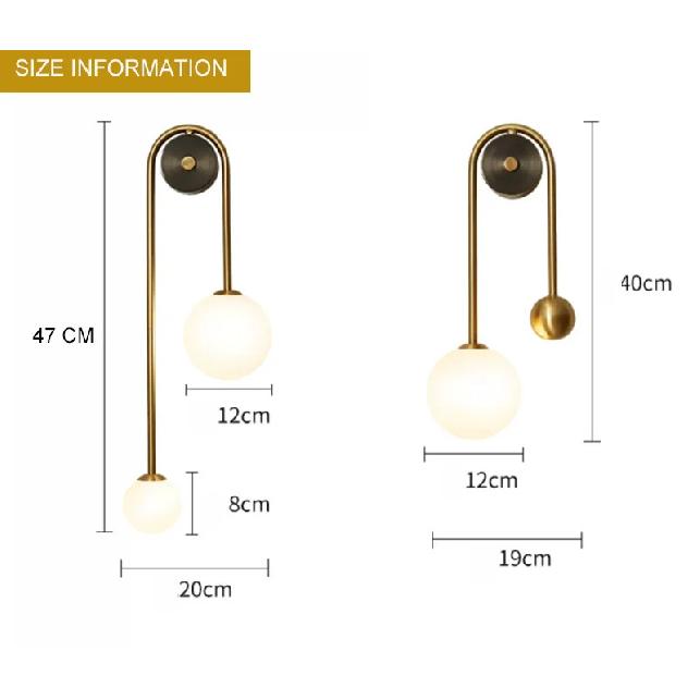 LED Bedroom Bedside Wall Light Lamp Glass Ball Gold Interior Lighting Sconce For Home Decor Living Room Corridor Luminaire