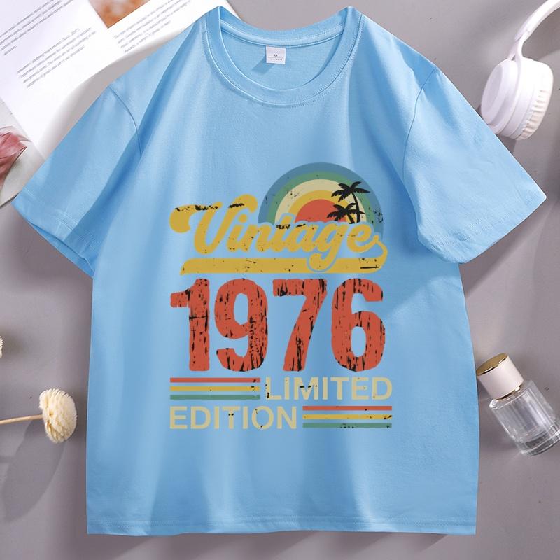 1976 Vintage Limitované Narozeninové Tričko Bavlna Krátký Rukáv Retro Styl Dárek k 50. Narozeninám Tričko Streetwear Pohodlné Oblečení
