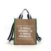 Cuco SMILEY Tape Handle Linen 2-Way Tote Bag, 2513111701, White (001)