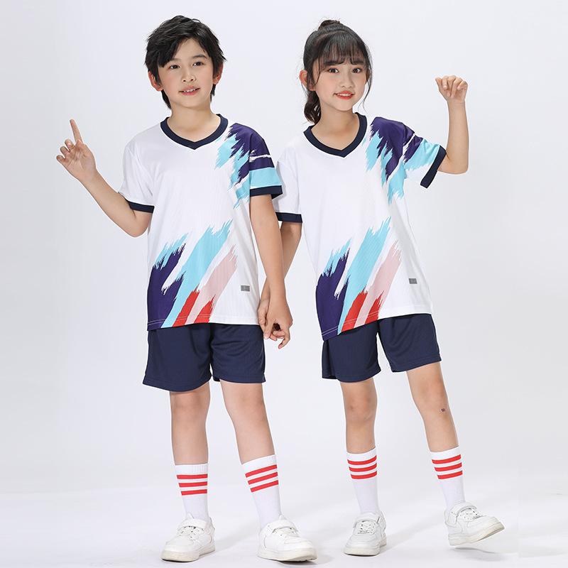 Children's Football Jersey Sets, Boys' and Girls' Quick-dry Short-sleeve Training Elementary School Soccer Match Team Uniforms