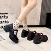 Women's Thick Heel Mary Jane Shoes Women Autumn New British Style Round Head Thick Sole Anti-slip Wear-resistant High Heel Shoes