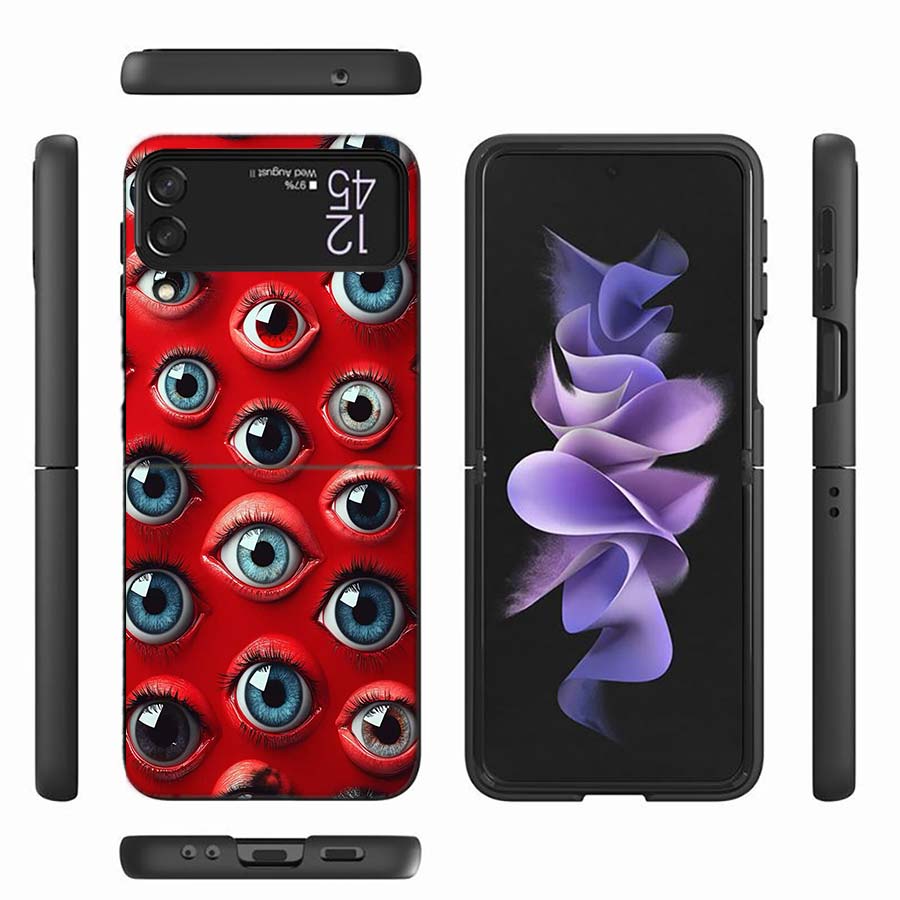 Devil Fear, Red Eye Dense Phobia Phone Case For Samsung Z Flip 6 7 5G Z Flip 5 Galaxy Z Flip 3 4 5G ZFlip Shockproof Hard Cover