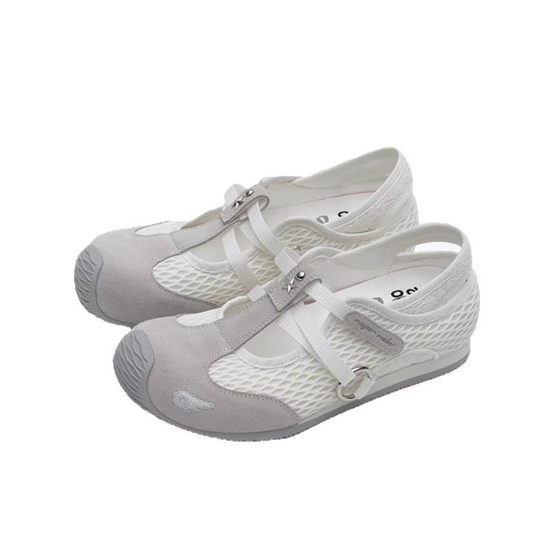 Ugly cute Mary Jane single shoes women's summer 2025 new mesh breathable one-pedal flat-bottomed versatile casual shoes