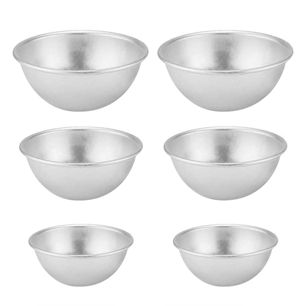 6Pcs Aluminum Alloy Round Cake Molds Silver Baking Pans for Pudding & Desserts