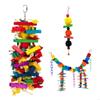 Colorful Natural Play Toy For Medium Large Birds Safe Chewing Bird Cage Hanging Activity Foraging Toy P9YB