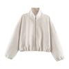 Womens Soft Stand Collar Long Sleeve Pilot Jacket Casual Loose Fit Solid Color Fall Outerwear
