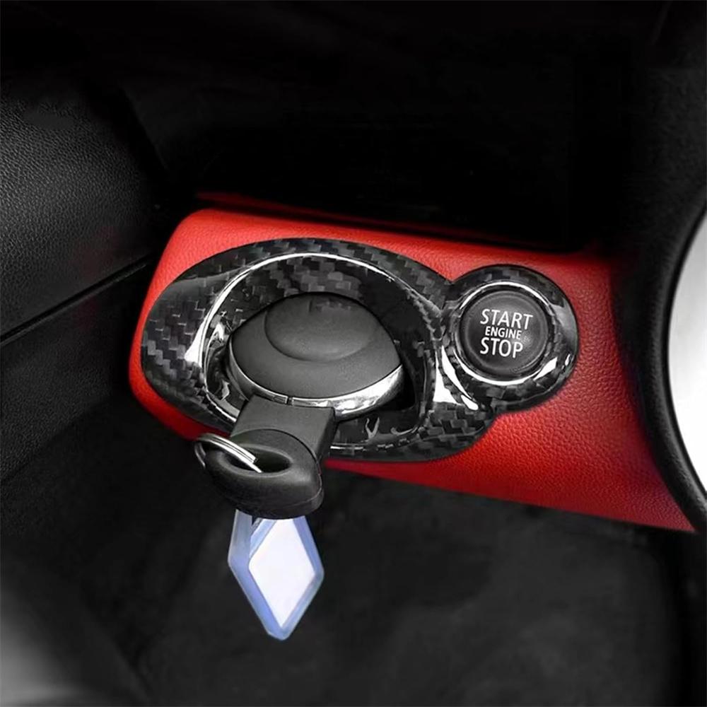 Carbon Fiber Car Start Stop Key Panel Cover For Mini Cooper R56 R57 R58 R59 R60