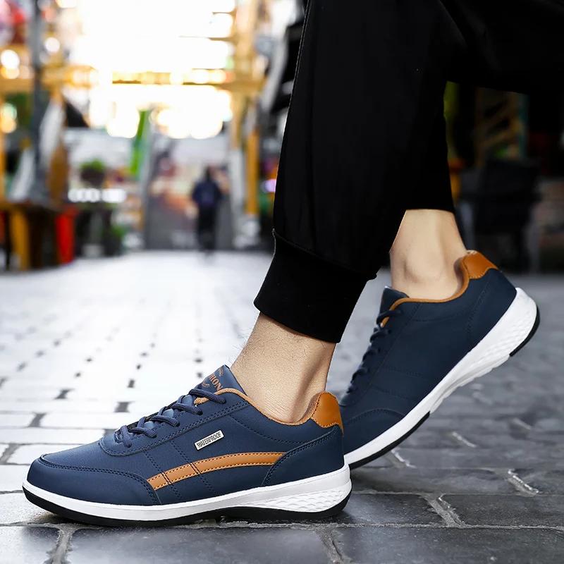 Men'S Sneakers Sports Casual Shoes Leather Outdoor Men Walking Shoe Four Seasons Soft Bottom