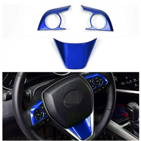 For Toyota Camry 2018- Blue Interior Steering Wheel Button Frame Trim
