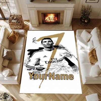 Cristiano Ronaldo (16) Customize Your Name Rug, Office Chair Cushion, Home Bedroom Living Room Gift.