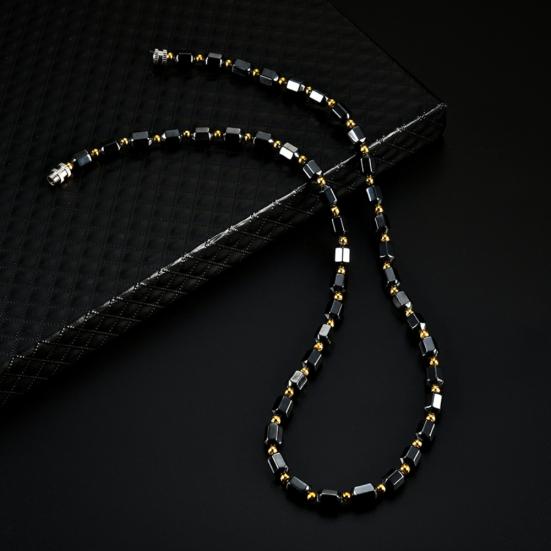 Women Men Fashion Artificial Hematite Hexagonal Prism Beads Magnetic Necklace