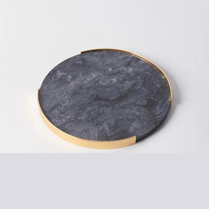 

Nordic Golden Cosmetics Jewelry Storage Tray Storage Round Desktop Decorations Living Room Decorations Light Luxury Marble Tray