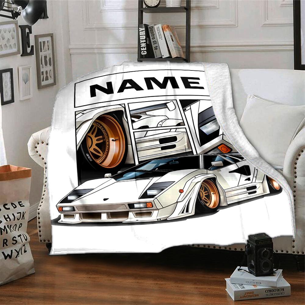 Custom Name Racing Theme Printed Blanket - Perfect for Couch, Bed, Travel & Outdoor Use | Machine Washable, Cozy & Durable.
