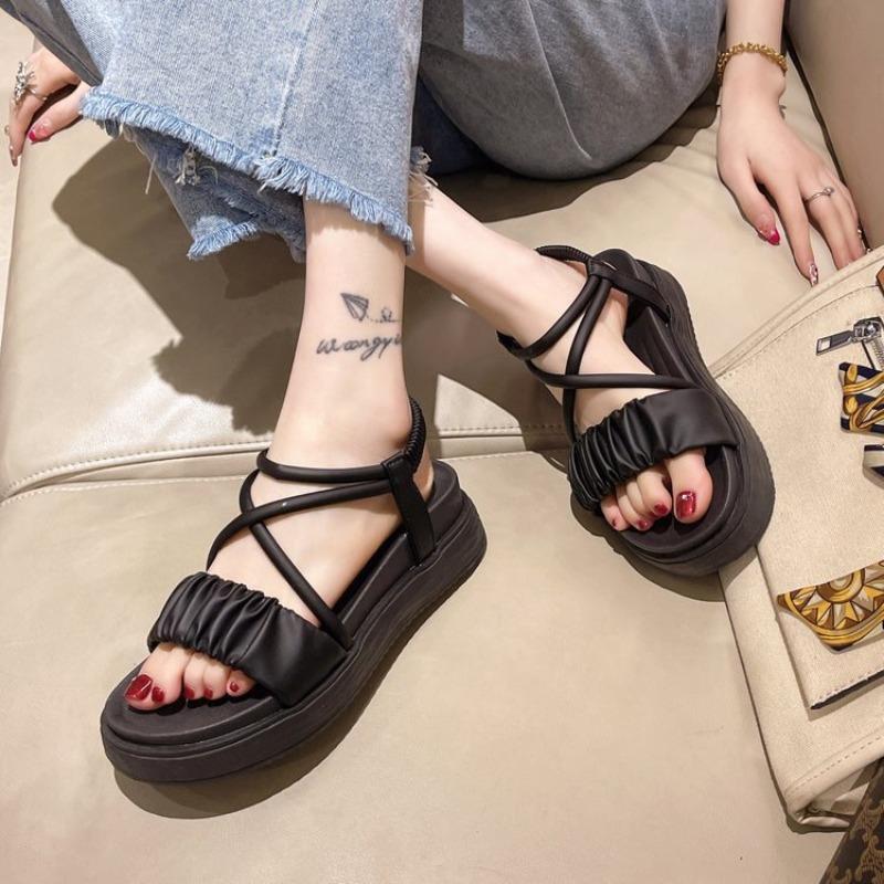 Fashion Slip-on Thick-soled Flat-soled Wear-resistant Women's Shoes Fashion Women's Sandals Summer Casual Versatile Sandals for Women