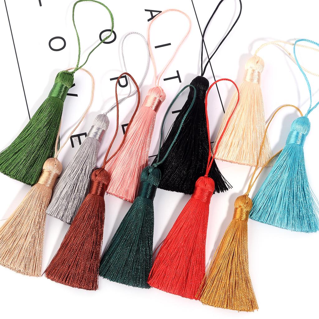 6pcs 82mm Silk Tassel Fringe Hanging Rope Long Line Tassel For Jewelry Making DIY Crafts Clothing Earring Key Chain Decoration