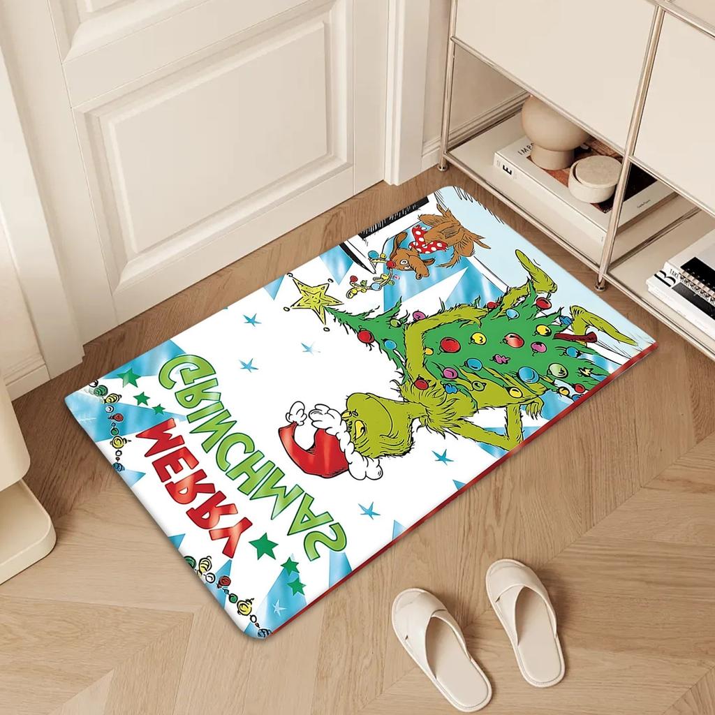 Christmas Themed Carpet Non- Door Entrance Mat Absorbent Bathroom Entrance Floor Mat