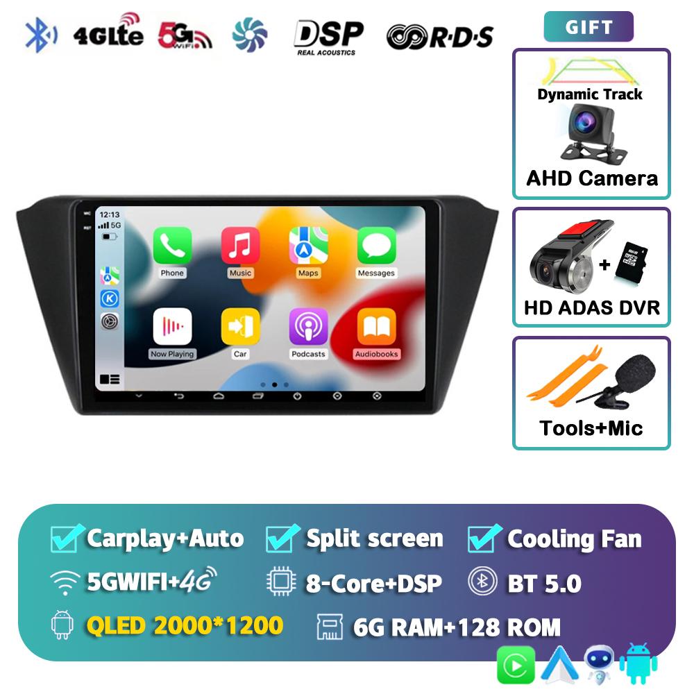 Android 14 Carplay Auto WIFI+4G Car Radio For Skoda Fabia 3 III 2014 2015 2016-2020 Multimedia GPS Player Stereo 2din Head Unit