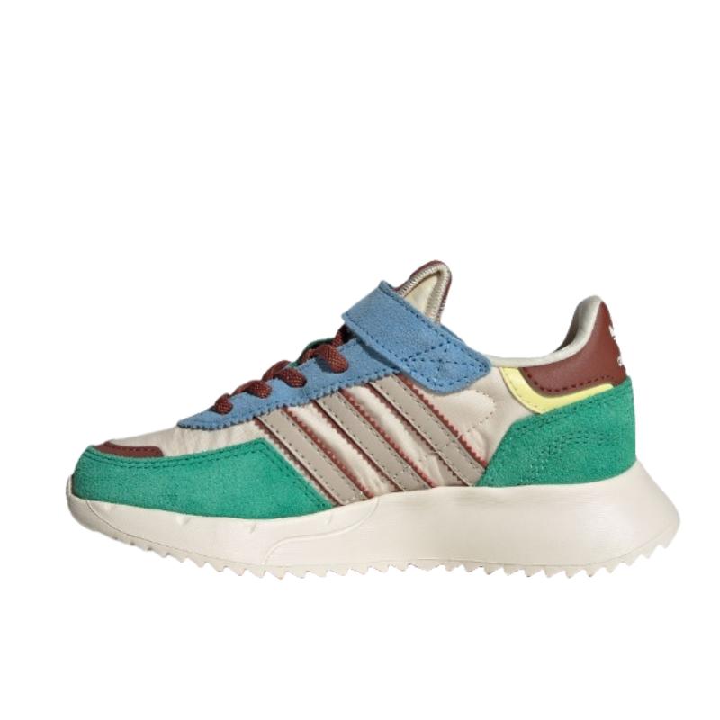 Adidas Originals Retropy F2 CF EL Classic Sweat-Absorbing Low-Top Casual Shoes Kids Sneaker Wonder-White Miracle-Brown Light-Turf-Green JR7991