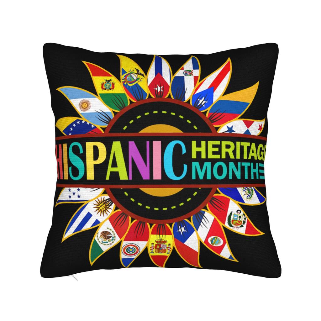 Pillow Case Hispanic Countries Flags Celebrate Hispanic Heritage Month Soft  Pillow Cover For Sofa Home Retro Trendy Pillowcases