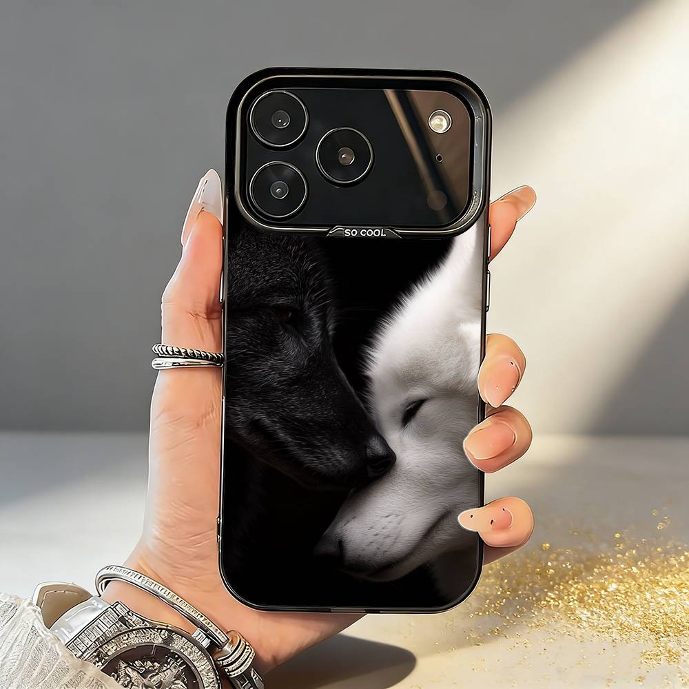 

1pc Wolf Phone Case For iPhone17,16,15,14,13,12,11,Pro,MAX Gray Matte Silicone Black Cover iPhone15pro