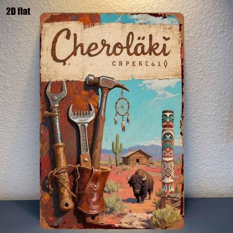 Vintage Garden Tools Metal Painting for Balcony Garage & Garden Decor