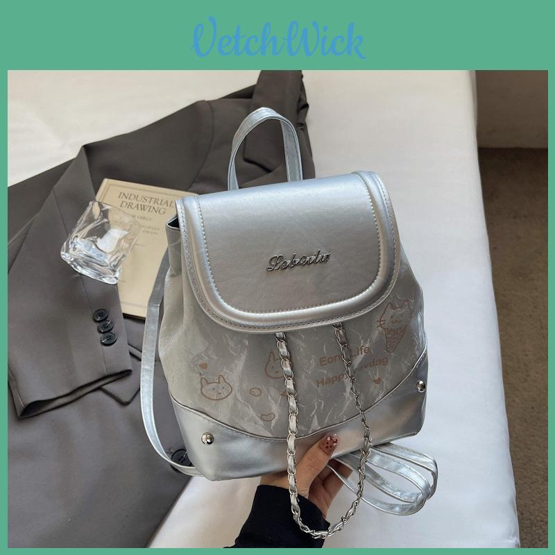 Zaino alla moda in materiale PU color castagna con chiusura magnetica per uso quotidiano e viaggi