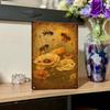 Vintage Metal Tin Sign 12x8 Inch Bees & Poppies Floral Wall Art Retro Farmhouse Iron Plaque Easy to Hang Home Decor