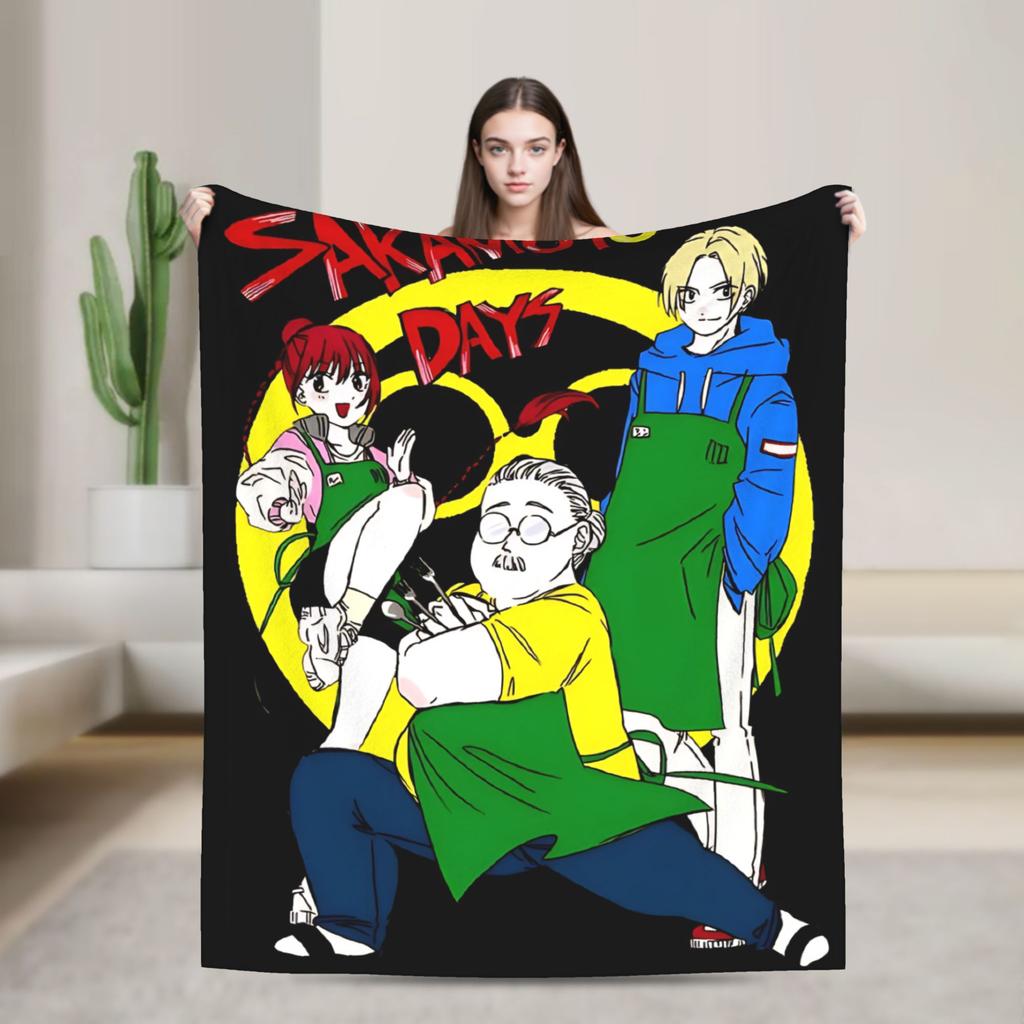 SAKAMOTO DAYS Flannel Blanket Warm Soft Bedding Throws for Bedroom Travel Office Fashion Bedspread Sofa Bed Cover