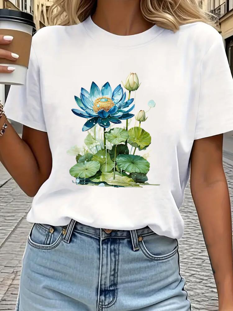 (Asian Size) Tee Top sweet letter style trend Print Women Woman Fashion Clothing Short Sleeve T Shirt  Female Graphic T-shirts