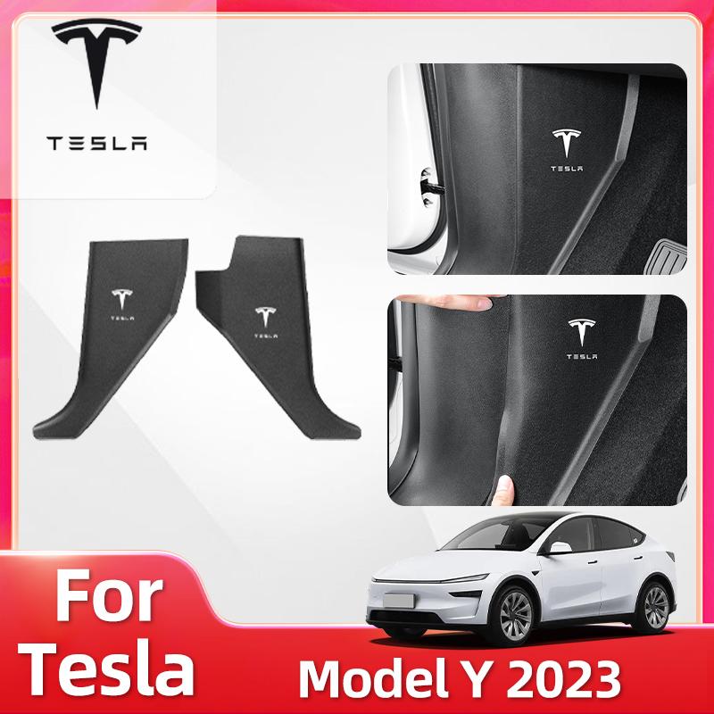 Car Sticker For Tesla Model Y 2023-2025 Driver and Passenger Door Anti-collision Anti Kick Pads Front Guard Plate Welcome Pedal