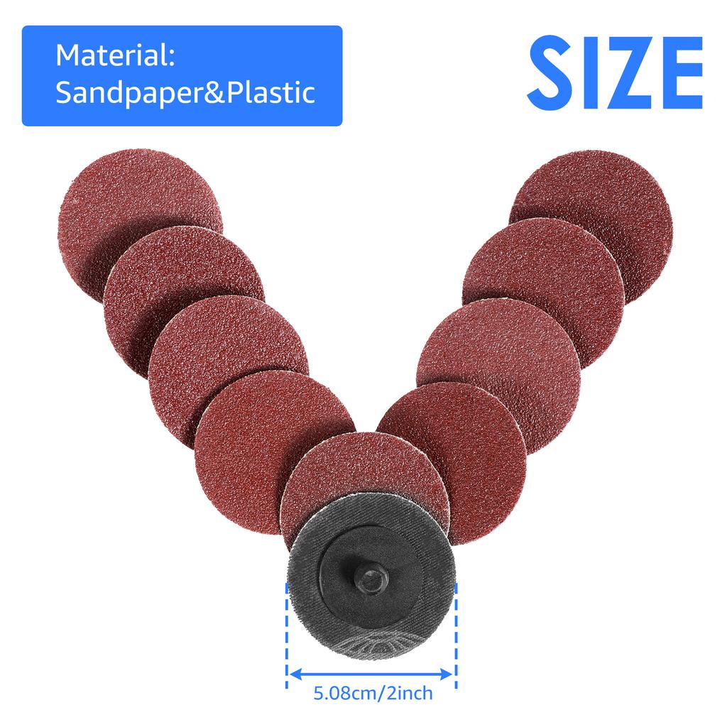 50PCS 2 inch Sanding Discs Kit 80/120 Grit Grinding Sandpaper with Back Pad Vehicle Sanding Sand Paper for Power Tool Sander