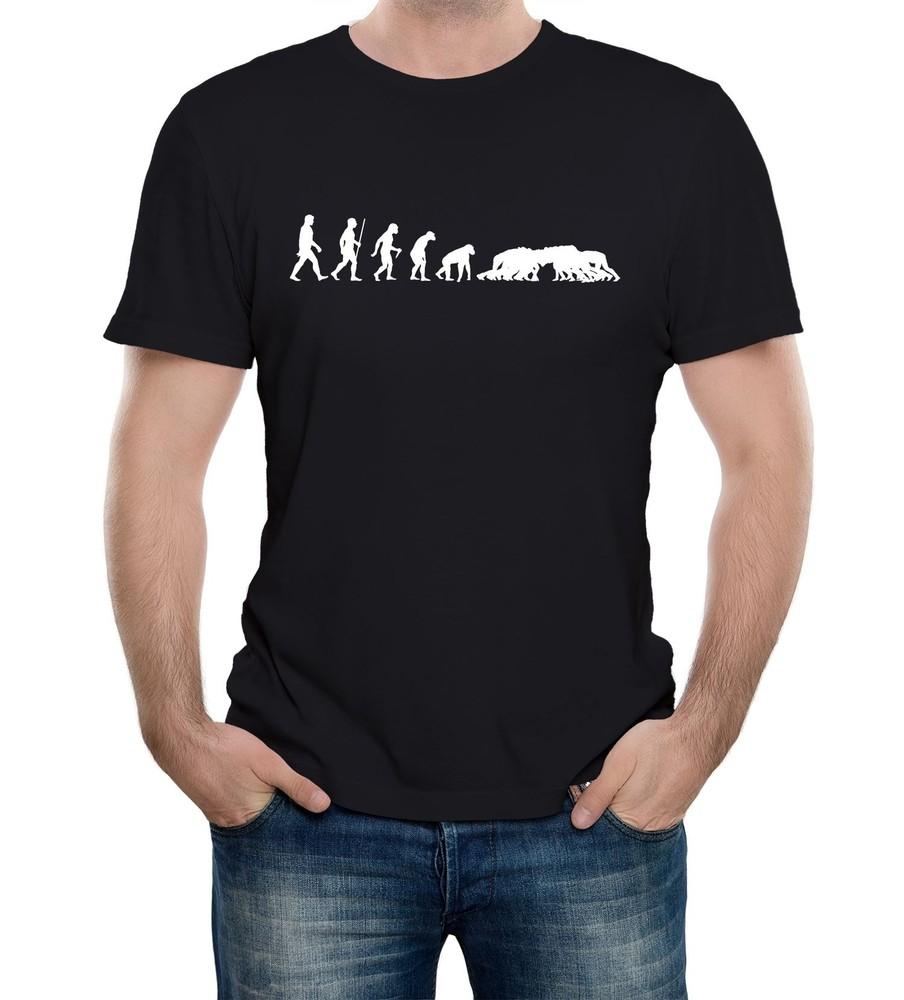 

Мужская футболка Эволюция регби Футболка Спортивный фанат Игра Схватка Смешная шутка Крутая Чемпионат мира L