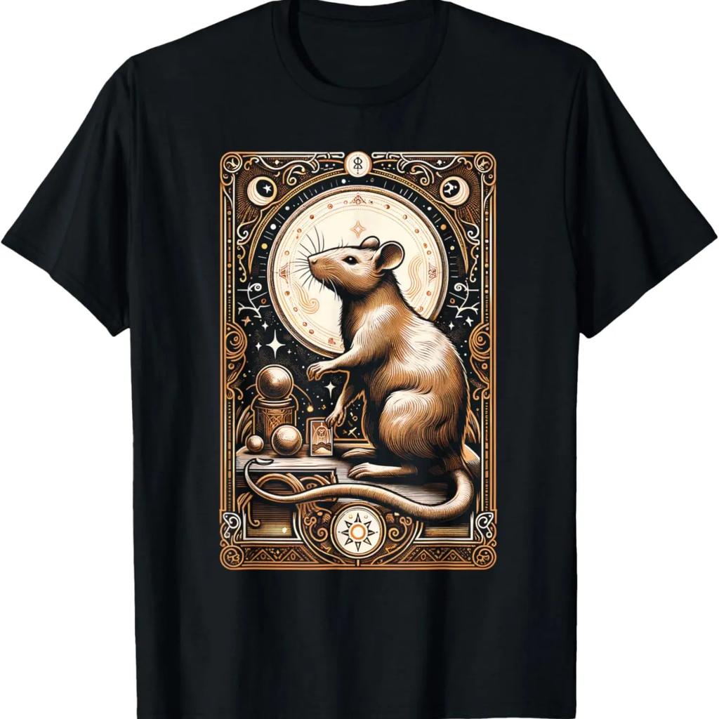 Classic Rat Tarot Card Distressed Art Rats Card Lover Animal T-Shirt