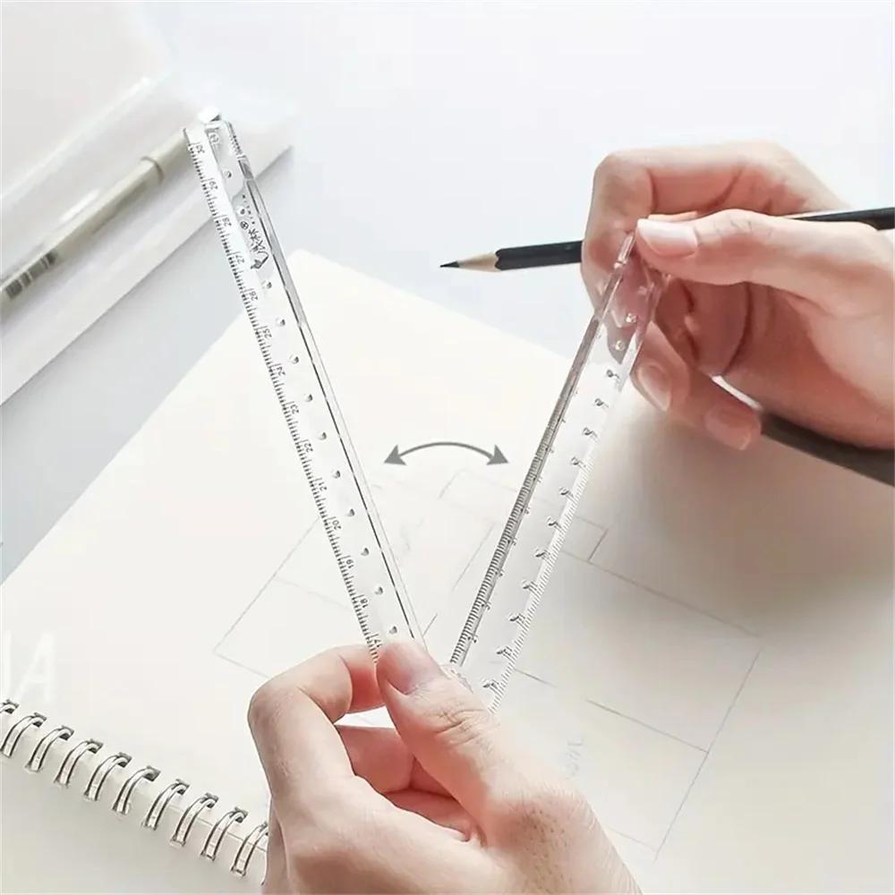 Creative Acrylic Ruler Transparent Folding Straight Simple Scale Plastic Student Drawing Ruler Korean Stationery School Supplies